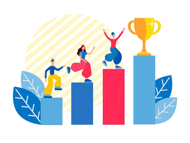 Prize team success growth graph formula vector illustration