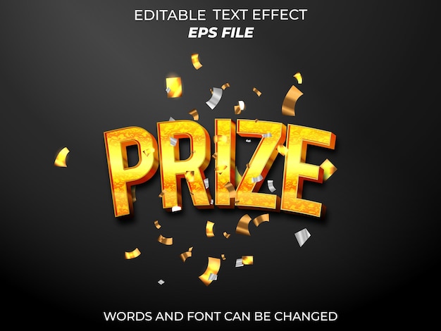 prize text effect font editable typography 3d text vector template