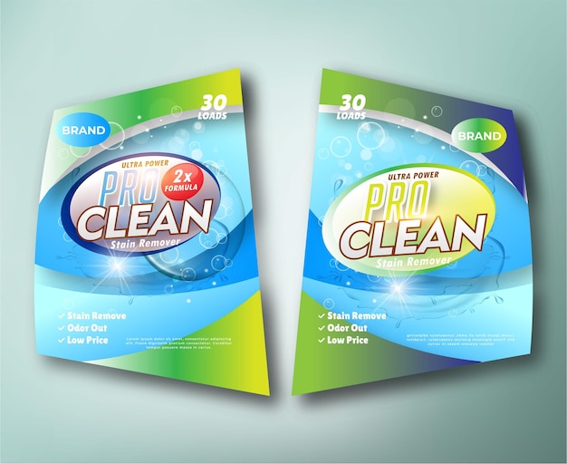 Vector pro clean laundry detergent labels design template