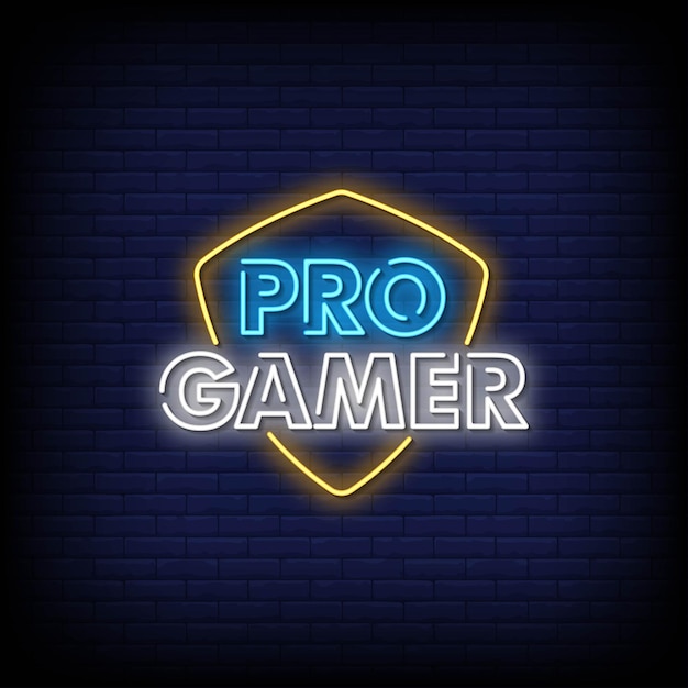 Testo di stile di insegne al neon pro gamer