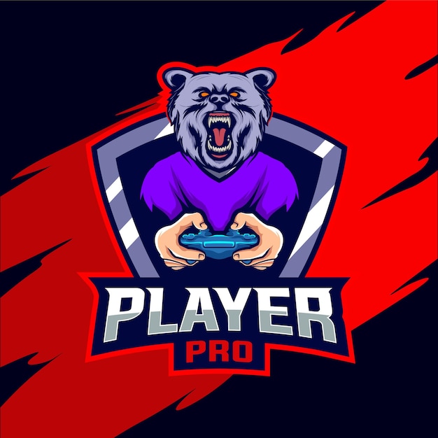 Pro player bear esport gaming logo