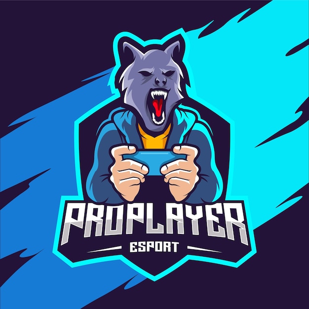 Pro player esport blue wolf logo using mobile