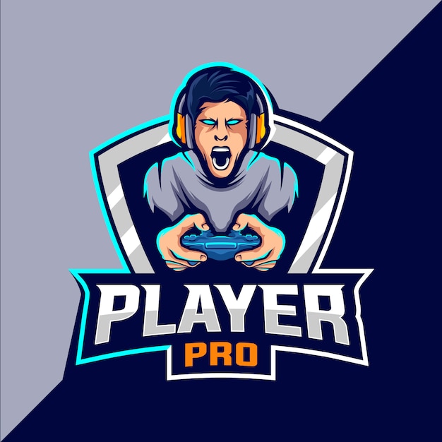 Pro player esport game logo ontwerp