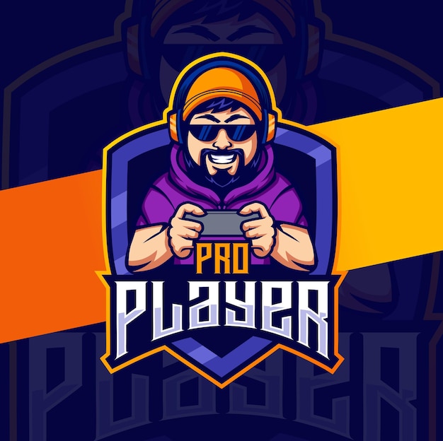 Pro prayer gamer man mascot character for gaming esport logo designs