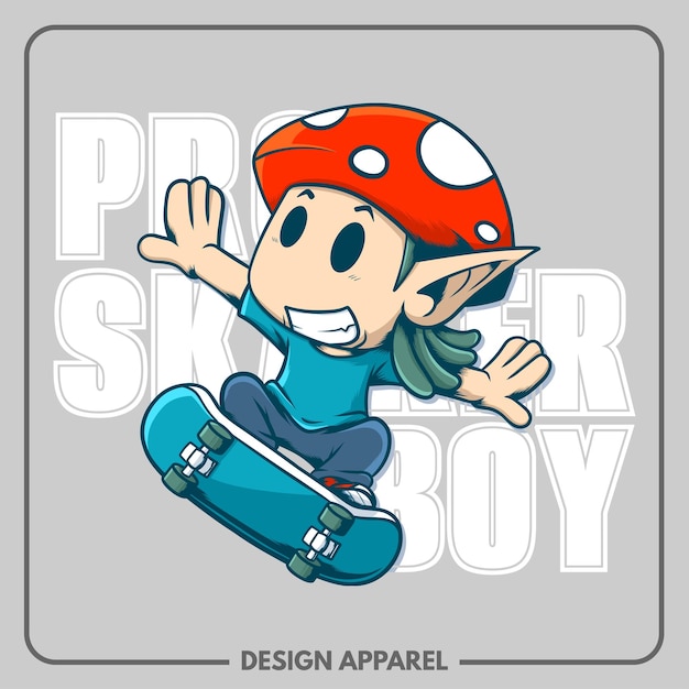 Vector pro skater boy illustratie t-shirt en kleding printing design