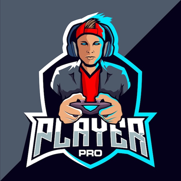 Pro-speler esport game logo-ontwerp