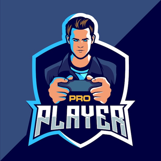 Pro-speler esport game logo-ontwerp