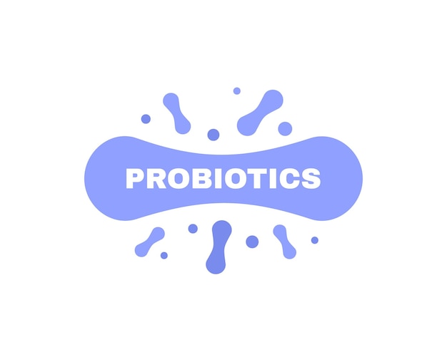 Probiotics 박테리아 레이블 로고 디자인 치료 목적 벡터 일러스트 레이 션에 대 한 건강 한 영양 성분