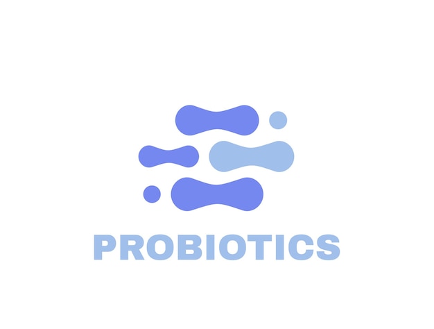 Probiotics 박테리아 레이블 로고 디자인 치료 목적 벡터 일러스트 레이 션에 대 한 건강 한 영양 성분