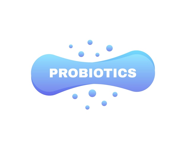 Probiotics 박테리아 레이블 로고 디자인 치료 목적 벡터 일러스트 레이 션에 대 한 건강 한 영양 성분