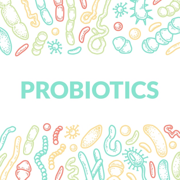 Vector probiotics hand drawn packaging design