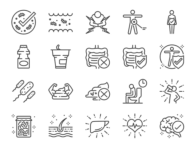 Vector probiotics icon set.