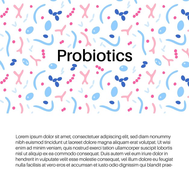Пробиотики. самые распространенные болезнетворные и полезные бактерии. векторная иллюстрация микробиоты кишечника человека