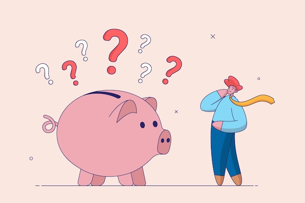 Probleemconcept opslaan Bank- of economische onzekerheid Financiële vraag twijfel of verwarring