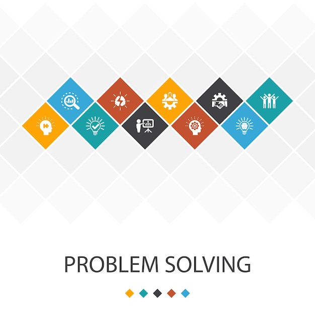 Probleemoplossend trendy UI-sjabloon infographics concept. analyse, idee, brainstormen, teamwork pictogrammen