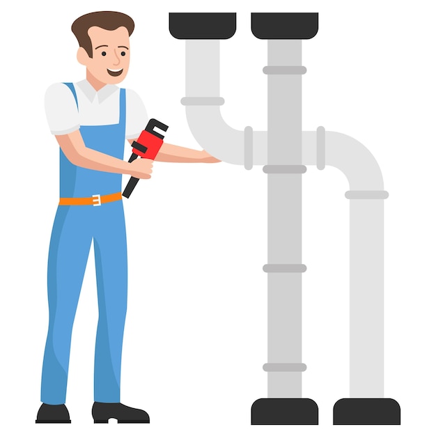 Problem in Cellar Concept, HVAC Work, Plumber equipment Symbol, Handyman Holding Holding a Wrench