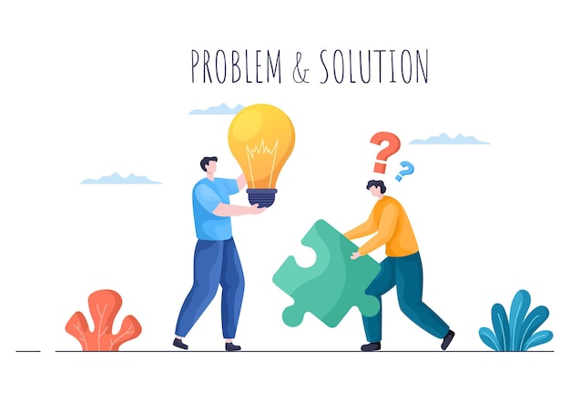 Vector problem and solution in business solving to look ideas with the concept of teamwork can use for web banner or background flat illustration