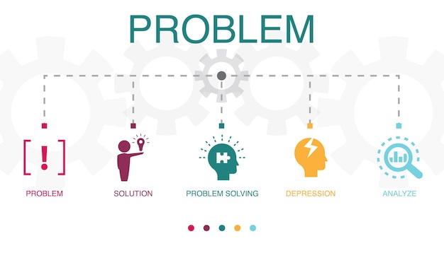 Vector problem solution problem solving depression analyze icons infographic design template creative concept with 5 steps