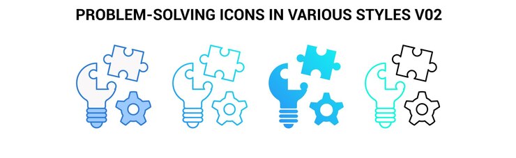 Vector problem solving icon blue dualline gradient gradient fill style