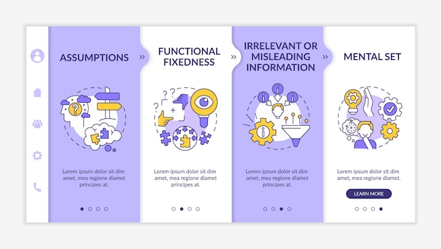 Vector problem solving obstacles onboarding template