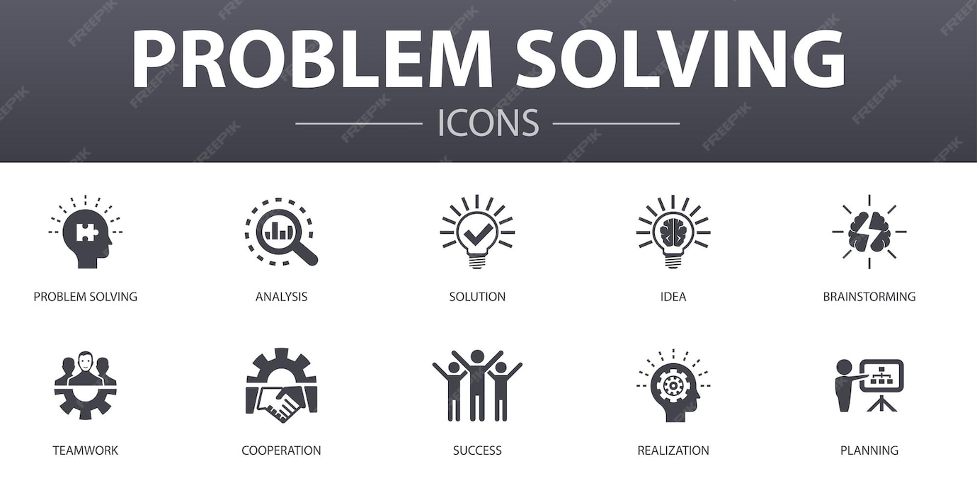 Premium Vector | Problem solving simple concept icons set. Contains ...