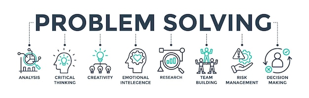 Problemsolving banner web icon concept for of analysis and risk management