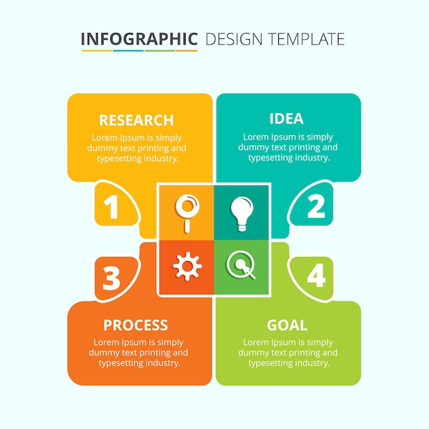 Proces infographic sjabloonontwerp met 4 stappen vectorillustratie