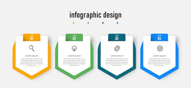 Proces presentatie zakelijke infographic ontwerp elegante professionele sjabloon met 4 stappen