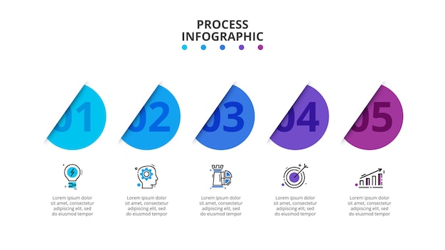 Process chart with 5 circles. vector business infographic for presentation.
