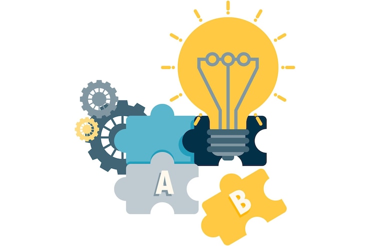Vector the process of gathering ideas and developing ideas