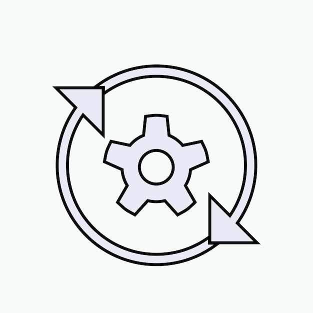 Vector process icon rotating gear proceed run symbol