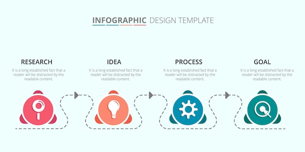 Process infographic template design with 4 steps vector illustration