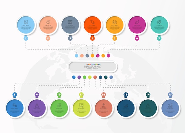 Vector process infographic with 16 steps, process or options.