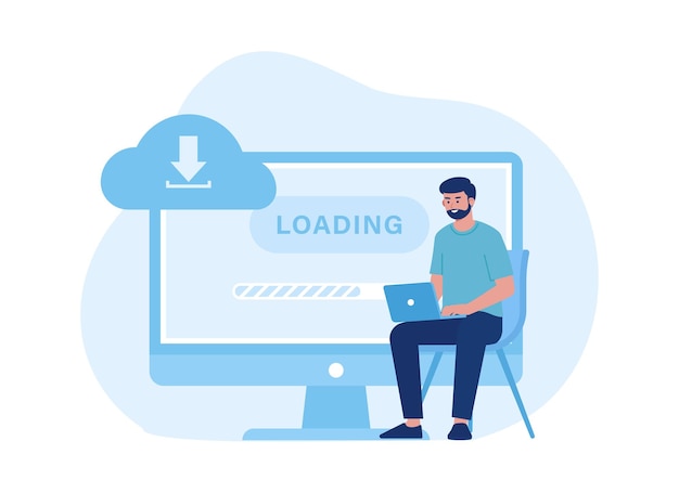 The process of loading input data concept flat illustration