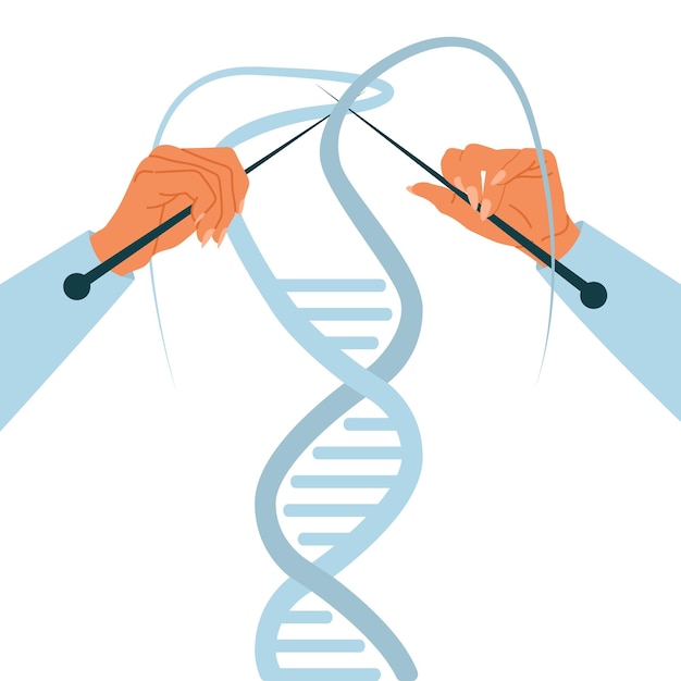 분자 복제, 편집, 변형, DNA 실험실, 해부학적 유전자, 손으로 뜨개질 분자, 미래의 미생물학 및 생화학 기술, 터 만화 개념