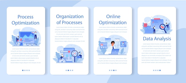 Process optimization mobile application banner set