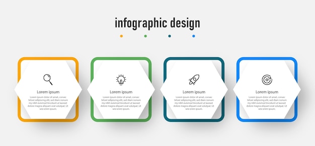 Process presentation business infographic design elegant professional template with 4 step