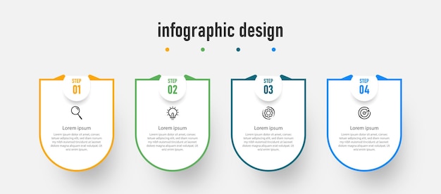 Process presentation business infographic design elegant professional template with 4 step