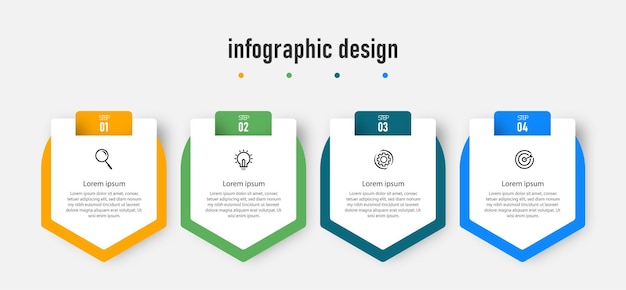 Modello professionale elegante di progettazione infografica aziendale di presentazione del processo con 4 passaggi