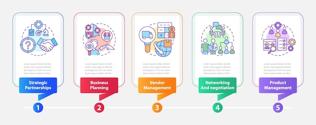 Processen van zakelijke groei rechthoek infographic sjabloon Gegevensvisualisatie met 5 stappen Proces tijdlijn infografiek Workflowlay-out met lijnpictogrammen Myriad ProBold Reguliere lettertypen gebruikt