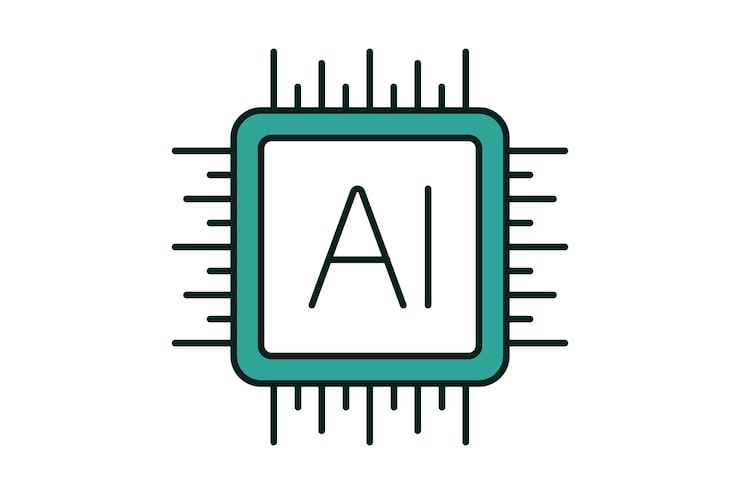 Vector processor ai icon icon related to technology suitable for web site design app ui user interfaces flat line icon style simple vector design editable