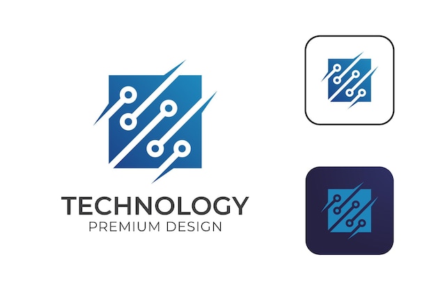 Processor chip computer logo voor computer componenten technologie abstract gradiënt logo ontwerp