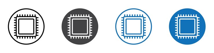 Vector processor icon flat editable icon mark set