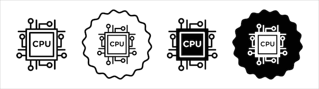 Processor icon symbol set collection Processor simple vector sign bundle