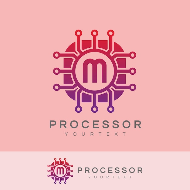 Processor initiaal letter m logo ontwerp