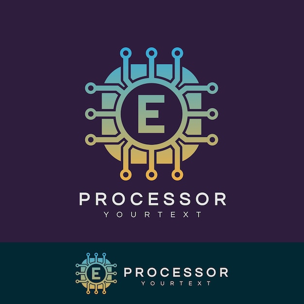 Processor initial letter e logo design