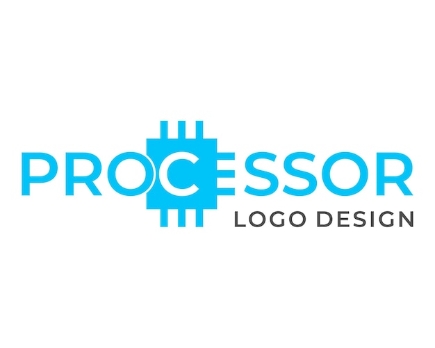 Design del logo del computer con marchio denominativo del processore.