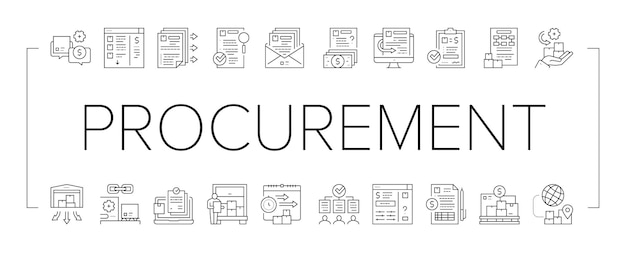 Procurement process collection icons set vector
