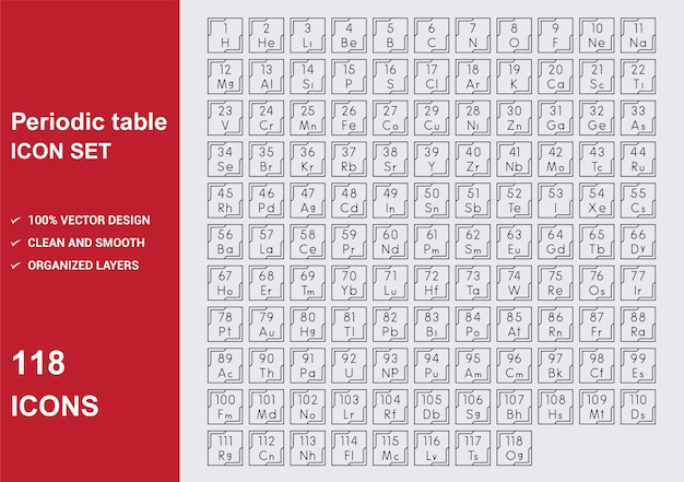 PRODIC TABLE v Icons with White Background Free Vector