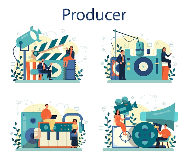 Vector producer concept illustration set